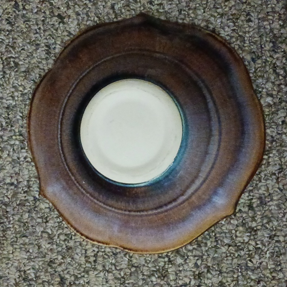 Vintage Bill Campbell glazed scalloped triple petal lotus pottery bowl - Picture 5 of 8